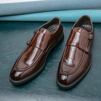 Novo Classic Mens de Negócios Vestido Monges de Couro de Patente de Moda Elegante Formal de Casamento Designer Office Oxford Shoes Sapatos para Homens