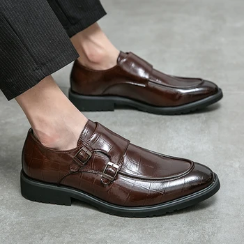 Novo Classic Mens de Negócios Vestido Monges de Couro de Patente de Moda Elegante Formal de Casamento Designer Office Oxford Shoes Sapatos para Homens