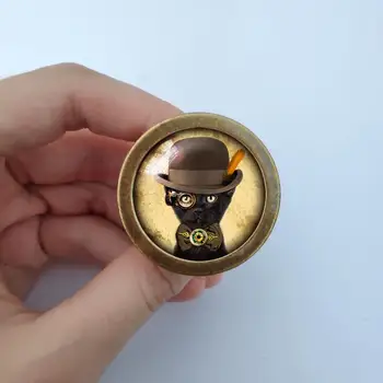 Steampunk Gato Gabinete Cômoda, Botões de puxar Cabochão de Vidro Botão de Cúpula do Armário Puxadores de Móveis de Botões dooroom