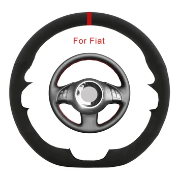 Personalizado Original do Carro Cobertura de Volante Fiat 500 500e 500 2014 2015 Macio de Absorção do Suor de Costura à Mão de Camurça Assistida Envoltório