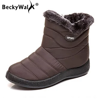 Botas de neve de Mulheres Zip Inverno Mãe Sapatos de Mulher Quente de Pele Confortável Ankle Boot Feminino Casual botas mulher Plus Size 43 WSH3426