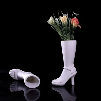 Criativo Sapatos de salto Alto Vaso em Resina Enfeite Arranjo de Flores Secas Divertido Moda Moderna Ornamento Planta de vaso de Flores de Decoração de Casa