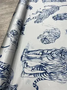 Novo Tigre impresso de tela de seda com 21 metros de sarja de seda verão de tecido com 50 cm x 140 cm