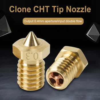 Novo Clone CHT Bico de 0,4 mm a 0,6 mm 0,8 mm E3D V6 de Latão Cobre Bicos de Alta Vazão da Extrusora Cabeçote de Impressão Para a 1,75 mm Impressora 3D de Peças