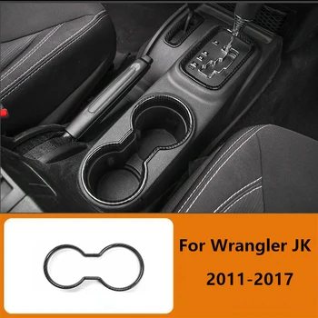 Carro Interni Auto de Fibra de Carbono, a Linha de Frente de Água, Suporte de Copo Moldura Decorazione Copertura Por Jeep Wrangler JK 2011-2017 Acess