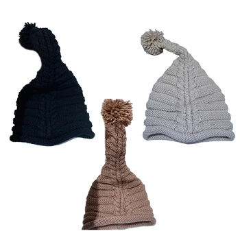 Moda Feminina, Tranças e Chapéu de Malha de Proteção de Orelha Quente Elf Chapéu de Lã de Viagem Dobrável de Protecção para os Ouvidos de Inverno para mulheres