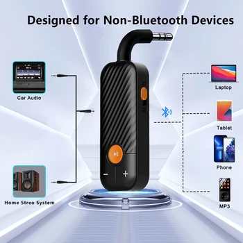 2 em 1 Bluetooth 5.2 Receptor AUX Adaptador de 3.5 mm Jack Adaptador de Áudio sem Fios Aparelhagem hi-fi de Música do Carro do Receptor de Bluetooth mãos livres alto-Falante