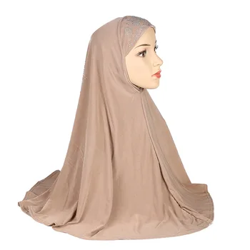 Árabe Um Pedaços Al Amira Instantâneas Hijab Muçulmano Mulheres Strass Xales De Quebra Cabeça Lenço De Oração Turbante Desgaste Khimar Tops