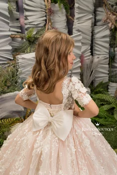 Luxo Floral 2023 Vestidos Da Menina De Flor Para O Casamento Do Laço De Meninas Vestidos Concurso Bola Vestido De Princesa Crianças Vestidos De Aniversário