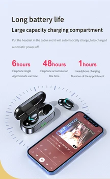TWS sem Fio de Fone de ouvido Bluetooth 5.1 Fone de ouvido Fones de ouvido Fones de ouvido Estéreo Com Microfone Carregar Caixa Para Jogos de Esportes Smartphones