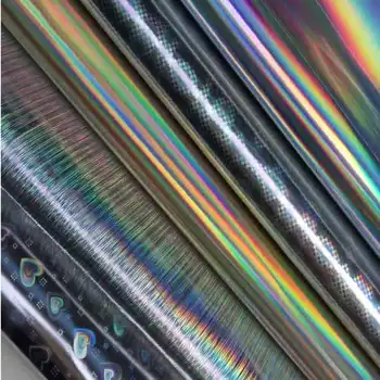 Moda Prata Gradiente Symphony Laser Tecido de PU Espelho Reflexivo Fluorescente de Vestuário, Sacos de Pano Impermeável S062M