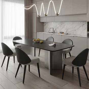 Minimalista, rock moderno mesa de jantar e cadeira combinação retangular high-end de grande porte mesa da sala