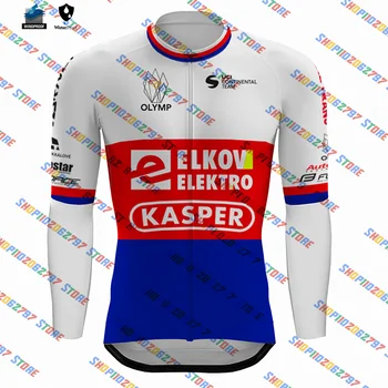 2023 Elkov Kasper, república checa Jersey Time Pro Mens Respirável Roupas de Bicicleta de Estrada de Longa Camisas de Bicicleta Tops MTB Maillot Ropa Ciclismo