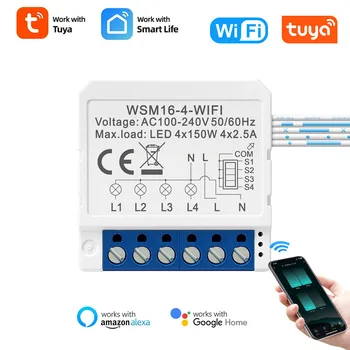 Tuya wi-Fi Smart Interruptor de Luz do Módulo,Neutro 2 Formas de Controle Mini DIY Disjuntor de Trabalho para o Alexa, o google lar