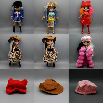 Adequado para OMG Boneca Vermelho de Lã Chapéu de Cowboy Marrom Cap Boneca Acessórios para Meninas de Presente de Aniversário