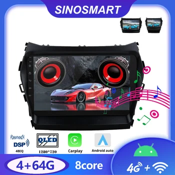 Sinosmart Carro GPS de Navegação de Rádio para Hyundai IX45 Android Santa Fe 2din 2.5 D IPS/QLED Tela de 8 núcleos,DSP