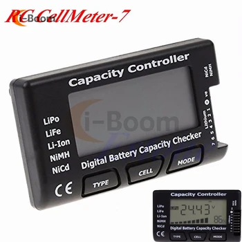 RC CellMeter 7 8 1-8 LCD Digital Capacidade da Bateria Testador de tensão medidor de LiPo bateria de li-lon NiMH Ni-Cd de Vida da bateria do ferro do lítio