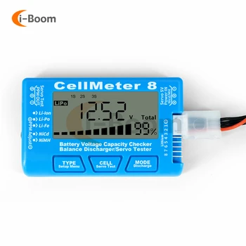 RC CellMeter 7 8 1-8 LCD Digital Capacidade da Bateria Testador de tensão medidor de LiPo bateria de li-lon NiMH Ni-Cd de Vida da bateria do ferro do lítio