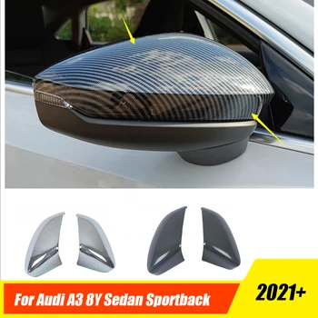 Para Audi A3 8Y de Limousine Sportback 2021 2022 Externo ABS Carbono cromado Carro Porta do Lado do Espelho de Vista Traseira Tampa da guarnição de Acessórios para carros
