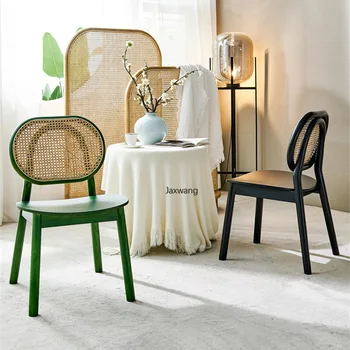 Nordic de Jantar, Cadeiras, Móveis de Cozinha em Madeira maciça de Vime Encosto da Cadeira Única casa de família de Vime Lazer Quarto ins Cadeira de Maquiagem