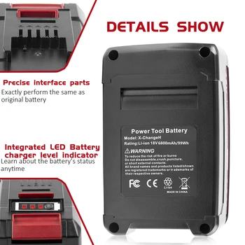 X-Alterar 6800mAh de Substituição para Einhell Potência X Bateria de substituição é Compatível com Todos os 18V Einhell Ferramentas de Baterias com Display de LED