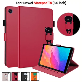 2021 Nova Capa Para Tablet Huawei Matepad T8 Caso Gato Bonito Urso Panda Suporte do Couro do PLUTÔNIO Caso Funda Huawei Matepad T 8 Tampa