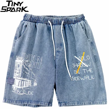 2023 Homens Hip Hop Shorts De Carga De Streetwear Construção De Letra Grapffiti Shorts Jeans Harajuku Jogger Shorts Jeans Verão Curto De Algodão