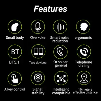 Compatíveis com Bluetooth, Fone de ouvido Mini Invisíveis No ouvido Ture Estéreo sem Fio Auricular de Música