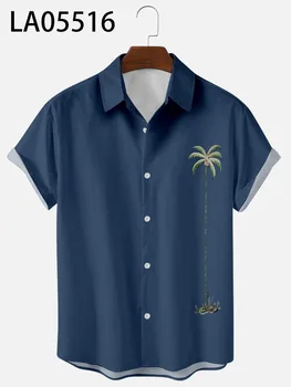 2023 Verão de Manga Curta Havaiano Botão Abrir Camisa dos Homens Impressos em 3D Camisa dos Homens do Estilo Simples Listrada Tamanho Grande Camisa dos Homens Topo