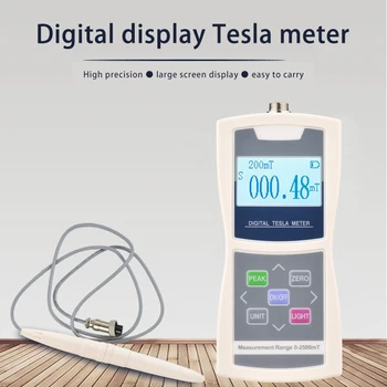 Digital Tesla Medidor de Gaussmeter Automática de Gama Alta Superfície Sensível ao Campo Magnético Testador com o Padrão Radial Hall Sonda Caixa