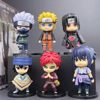 12 modelos de personagens de Naruto modelo de mão Q a versão de Sasuke, Kakashi eu amo Luo Sasuke Sakura animes decoração de boneca de presente de Natal