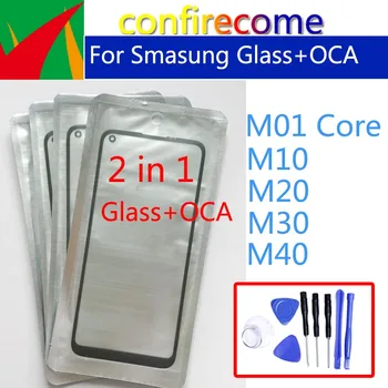 Vidro frontal Com Lente OCA Cola Para Samsung Galaxy M10 M01 Núcleo M20 M30 M40 Tela do Painel de Toque Substituição