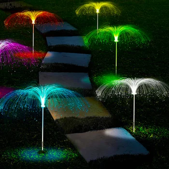 DIODO emissor de águas-vivas Forma de Fibra Exterior Via Impermeável Multi-Cor do gramado Luzes de Decoração para o Quintal Pátio com Jardim Mirante Festa