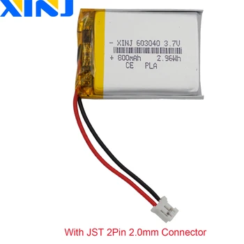 3,7 V 800mAh 2.96 Wh 603040 JST-PH 2 pinos de 2,0 mm, Polímero do Li LiPo pilha de Bateria Recarregável Para GPS Sat Nav Câmera Gravador de Condução