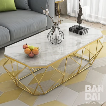 Nordic de mármore de uma mesa de café simples e moderna sala de estar, ferro de engomar mesa de chá extravagante lado criativo tabelas
