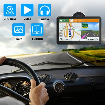 Carro Navegador GPS alto-Falante Embutido de 7 Polegadas HD Carro GPS de Navegação de Transmissor de FM Sat Nav USB TF Austrália, América do Norte, Europa Mapa