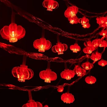 LED Lanternas Vermelhas Seqüência de Luzes, de Estilo Chinês de Fadas Seqüência de Luzes a Pilhas Seqüência de Luzes para o Ano Novo Decoração de Natal