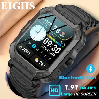 EIGIIS 2023 1.9 Polegadas Smart Watch, Homens Cheios de Tela de Toque do Esporte Relógio de Fitness Health Monitor de Chamada Bluetooth Pedômetro Smartwatch