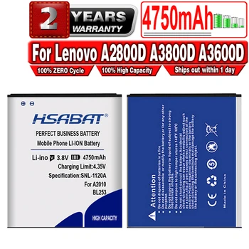 HSABAT 4750mAh BL253 Bateria para Lenovo A2800D A3800D A3600D A2580 A2860 A2010 Para Lenovo Vibe 4,0