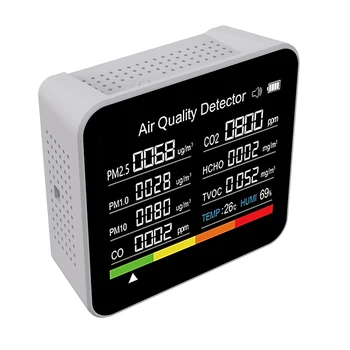 9 em 1 Qualidade do Ar Monitor de CO2 Medidor de Dióxido de Carbono Detector de CO COVT HCHO PM2.5 PM10 de Temperatura e Umidade de Detecção de Controle de APLICATIVO