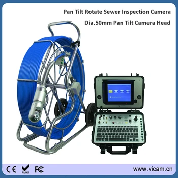 China Fatory inspeção subaquática câmara 9mm rígida cabo de fibra óptica pan tilt giratório e sistema de câmara de inspecção (120m de cabo)