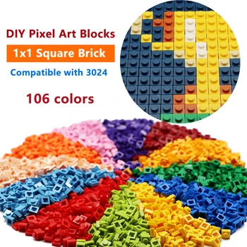 550pcs DIY Pixel Art Blocos de Construção 1x1 Quadrado de Tijolos em Massa Compatível Com 3024 Fina Figuras Tijolos Montar Brinquedos para Crianças