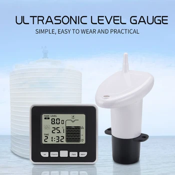 433MHz ultra-Sônica sem Fio de Água do Tanque de Líquido, o Nível de Profundidade de Medidor de Temperatura do Sensor Display Transmissor Receptor de Ferramentas de Medição
