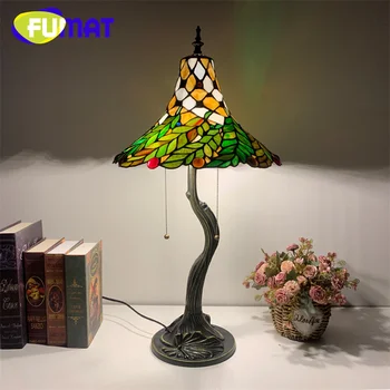 FUMAT Tiffany estilo Europeu vitrais da lâmpada de Mesa estilo Pastoral mão-quarto-de-cabeceira a luz requintado presente de luz