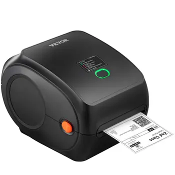 VEVOR Nova Impressora Térmica de etiquetas 4x6 300 DPI USB/Bluetooth para Transporte Pacote, Compatível com o Amazon/eBay/Etsy/UPS Pris