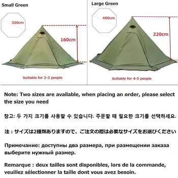 2022 Nova Pirâmide Tenda Com Saia De Neve Ultraleve Exterior Acampamento Tenda Com Uma Chaminé Buraco Para Cozinhar De Viagem Mochila Tenda