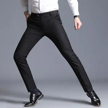 2023 Homens traje de Calças de Primavera de Negócios de Moda Casual Calças compridas Terno de Calça Masculina Elástico Reta Calças Formais A280