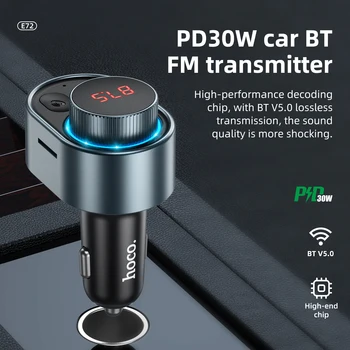 Bluetooth 5.0 Carro Transmissor FM sem Fio de Rádio do Adaptador de PD30W Carregamento Rápido Agudos de MP3 do Carro Disco de U do Cartão do TF Leitor de Música
