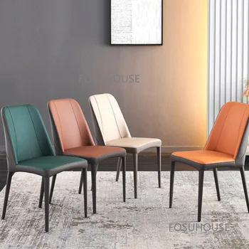 Nordic Cadeiras de Jantar Cozinha do Agregado familiar Mobiliário Cadeira de Jantar Sala de estar, Quarto Simples e Designer de capa de Couro PU de Encosto da Cadeira CN
