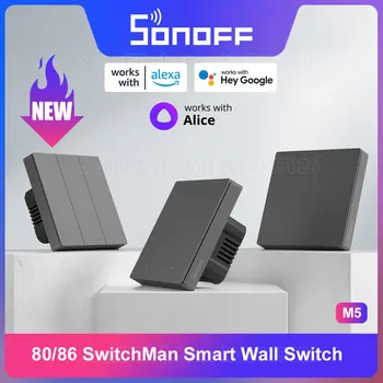 SONOFF M5 Agulheiro Smart wi-Fi Interruptor de Parede Mecânica Locais botão de Controle de APLICATIVO Indicador LED Ajustável através de eWeLink Alexa Alice